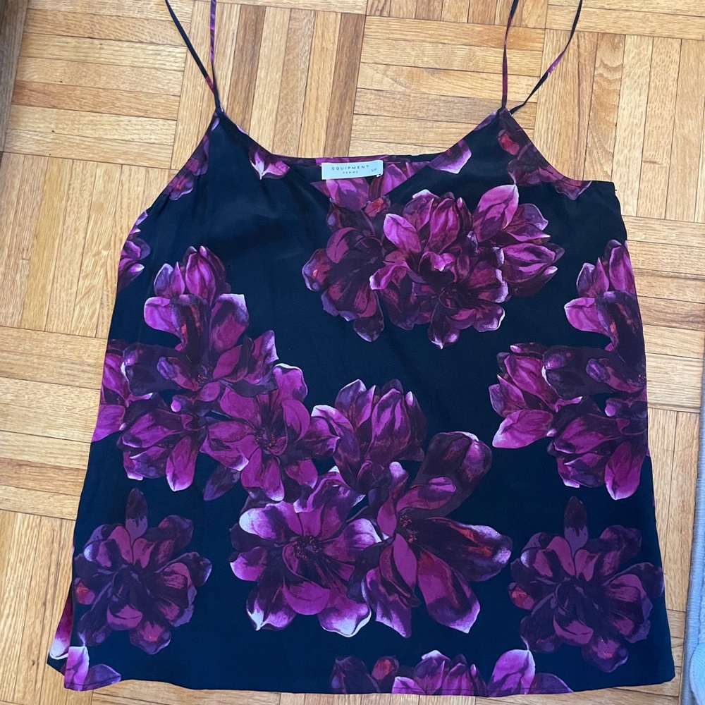 Equipment Foral Skinny Strap Cami Tank, S/P